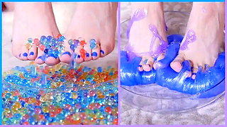 Footfetish Teen Girl Play W Orbeez and Slime after School
