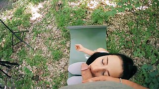 [POV BTS] Freeuse Jerking on Ponytail Brunette during her Meditation - Huge Free Use Facial