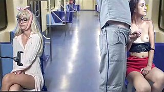 Pervert gets on the train rubbing cock on women in public!