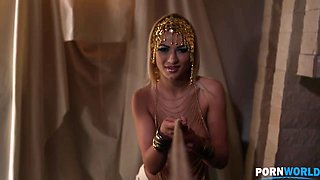 Foxy Pharoah Cherry Kiss Ties Up Her Slave & Makes Him Pleasure Her Pussy GP1777