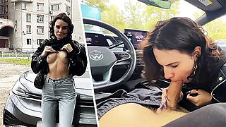 Fast and Furious: Car Blowjob Sex while Driving on Public