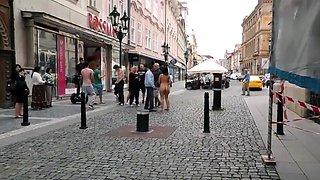 Busty Alex Black Nude In Public on Prague Streets - Czech