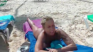 Milf with Huge Nipples and Big Tits Nude on Tropical Beach