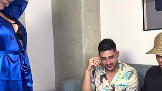 Blonde Stepsis' Wild Threesome Adventure with Her Brother and His BF