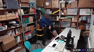 Shoplifting teen suspected and fucked by a security guy
