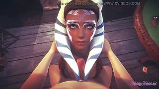 Ahsoka Tano Star Wars Hentai POV Blowjob Cowgirl Creampie Uncensored 3D Anime