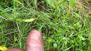 The brother-in-law went to the field with the sister-in-law and showed her tight