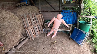 Ballbusting Training by Muscular Woman - Slow Motion