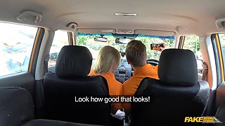 British blonde bombshell Posh with perfect tits takes it all in a car - POV cumshot