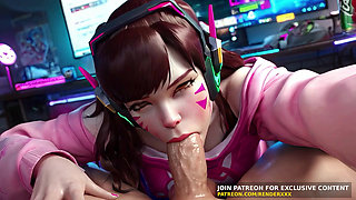 3D Animation : Overwatch D.va - POV Blowjob Titfuck Uncensored Hentai