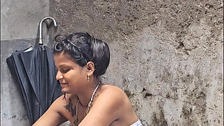 First Time Secretly Caught Village Stepsister Bathing