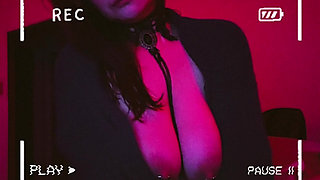 Sexy MILF Plays with Pierced Boobs