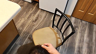 POV Silly Wife Used in Kitchen Footjob and Amazing Sex