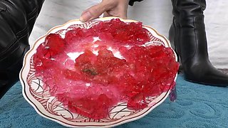 Smoking Mistress and Licking Dessert From Boot Soles, POV Clip, Lady Victoria Valente