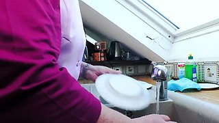 Grandma and teen share a cock in a threesome