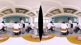 Asian hot babe VR office sex