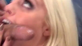 Blonde Britney Amber and busty asian Jayden Lee getting mouths fucked