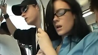 Stephanie got faciel with vibrator in her pussy on the bus