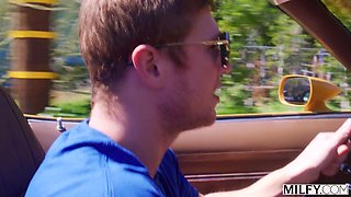 Curvy Buxom Blonde Highway Patrol Officer Entices a Big-dicked Driver Into Wild Sex In the Forest