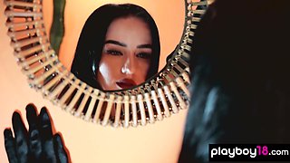 Mistress teasing in exciting leather lingerie