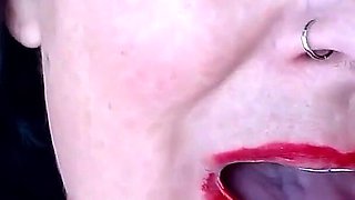 Red Lipstick Application Duck Lips Hot Smoking MILF