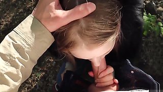 Beautiful Young Girl Gives Public Blowjob To Her Step Brother And Swallows Cum - POV Public