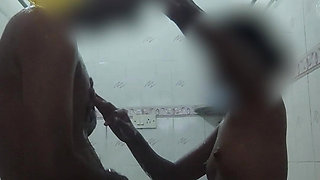 Cute Indian GF & BF Bathing Sucking Fucking Together