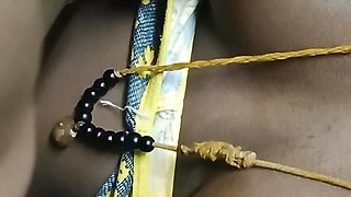 Desi Indian Tamil v HouseWife Renu's cute boobs nipples are hardly tagging by her cuck hubby for show's live call  to FB friend