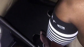 Dirty Diana Kicking Soccer Ball in Booty Shorts Night Time