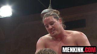 Kip Johnson shoving long dildo into Cass Boltons butt before anal fucking him