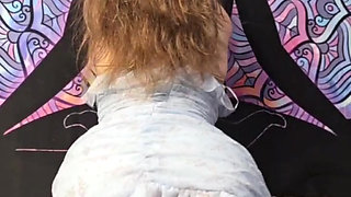 A girl in a beautiful dress loves to tease you!