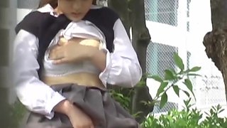 NipponPissTV.com - Chinese dame takes off her sundress to urinate outside in public glance