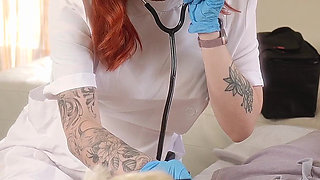Nurse's Hot Massage Turns Into a Risky Fuck with Blue Gloves on