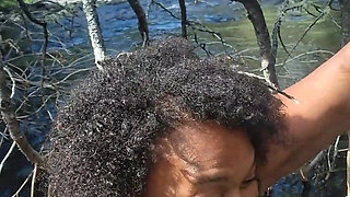 PRIMAL BLACK BBW HAS FUN & PLAYS IN NATURE NUDE