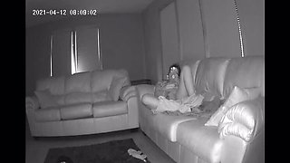 Hot MILF Caught Fingering Herself on Couch - Hidden Cam Spy POV