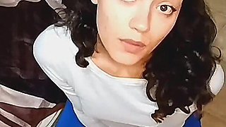 Sexy Latina Girl on Her Knees Asking You to Fill Her Mouth with Milk