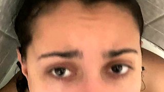 Beautiful Brunette Big Boobs Rides Fake Cock