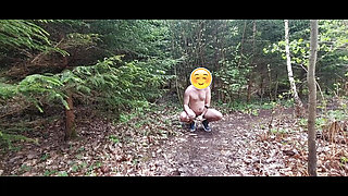 Undressing to completely nude in the forest (no cum)