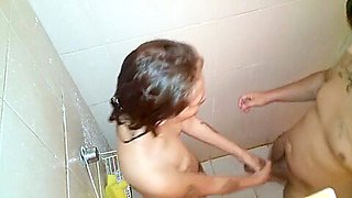 Sister in the shower gets horny