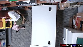 Innocent redhead teenage thief gets splattered stealing underwear