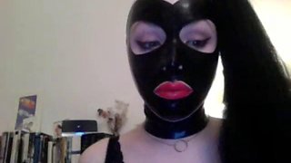 Latex Hooded Naughty Camgirl: Amateur, Brunette  Fetish Porn