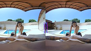 Shy Brazilian Kayla Castro fucked poolside