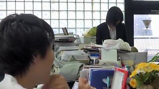 humiliated asian milf lets her boss touch her ass in front of colleagues !