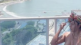 Horny Pregnant Woman Gets Fucked Hard on the Balcony