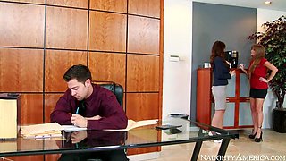 Caucasian Darla Crane fucking in the office with her tits