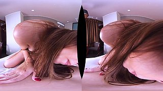 Naughty asian hussy emotional VR sex video