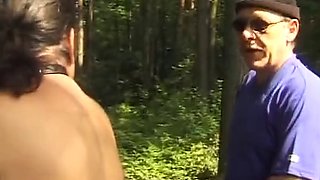 Horny German couple gets tied up and spanked hard in the woods