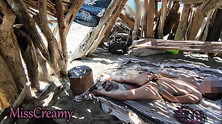Public Masturbation on the Beach - She Gets Caught and Fucked