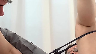 Student gets a private lesson on anatomy while on a field trip from his teacher