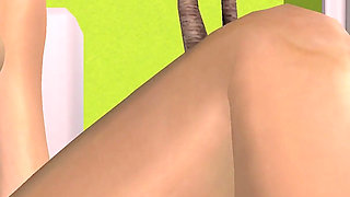 3D Animated Sex Videos Gorgeous Asian Babe Masturbates with a Cucumber at the Gym